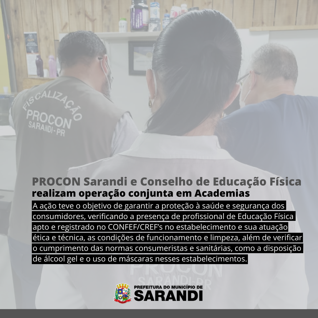 PROCON Sarandi e Conselho de Educação Física realizam operação conjunta em Academias